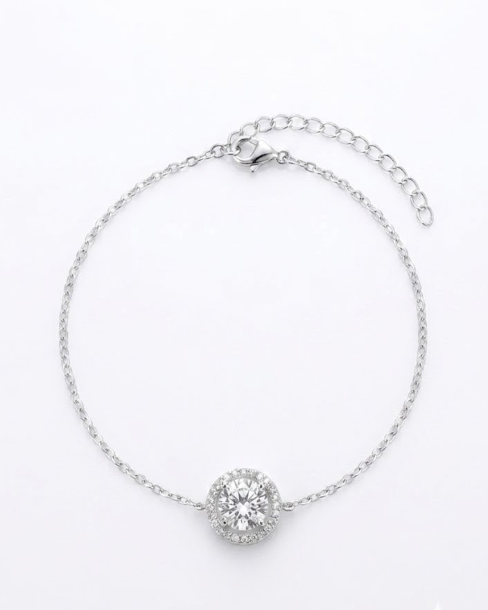 Halo Solitaire Bracelet #color_silver