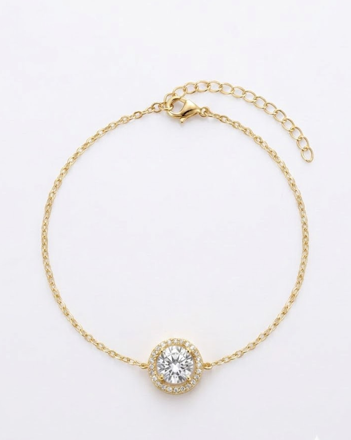 Halo Solitaire Bracelet #color_gold