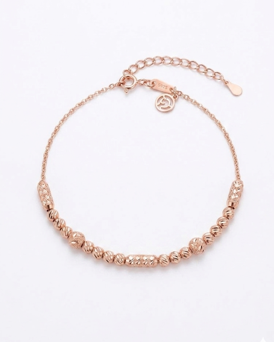 Rose Gold Beaded Bracelet #color_rose gold