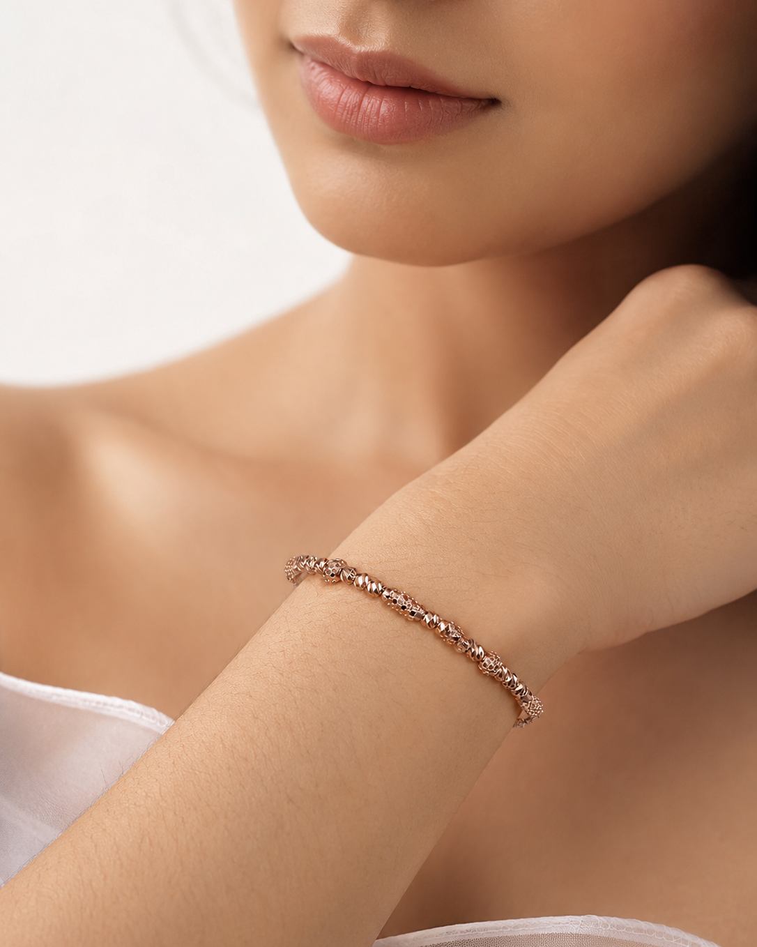 Rose Gold Beaded Bracelet #color_rose gold