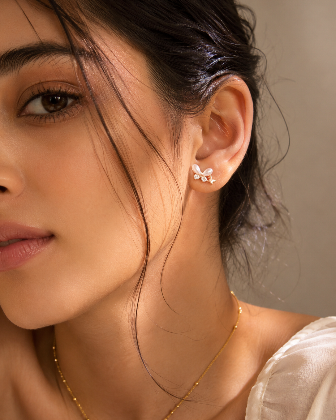 Butterfly 925 Silver Stud Earrings #color_rose gold 