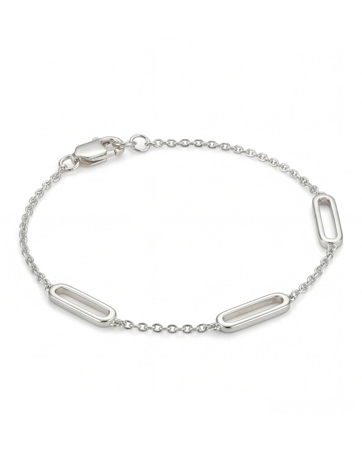 Oval Chain Link Bracelet for Women#color_silver