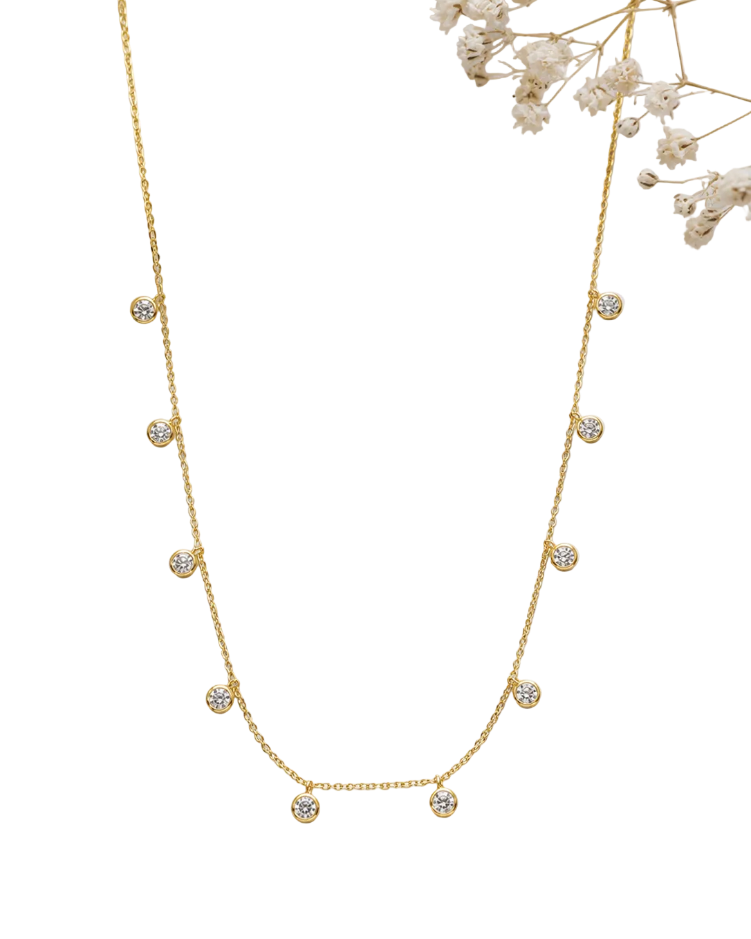 Dainty bezel station necklace