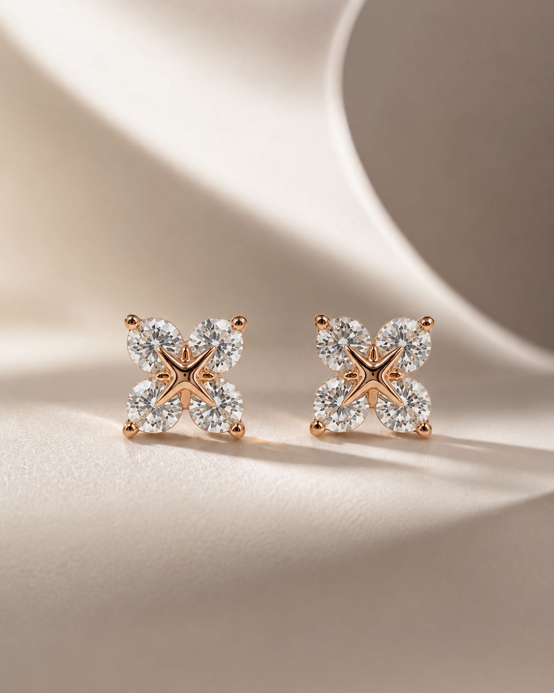 Stella Bloom Crystal Stud Earrings #color_rose gold 