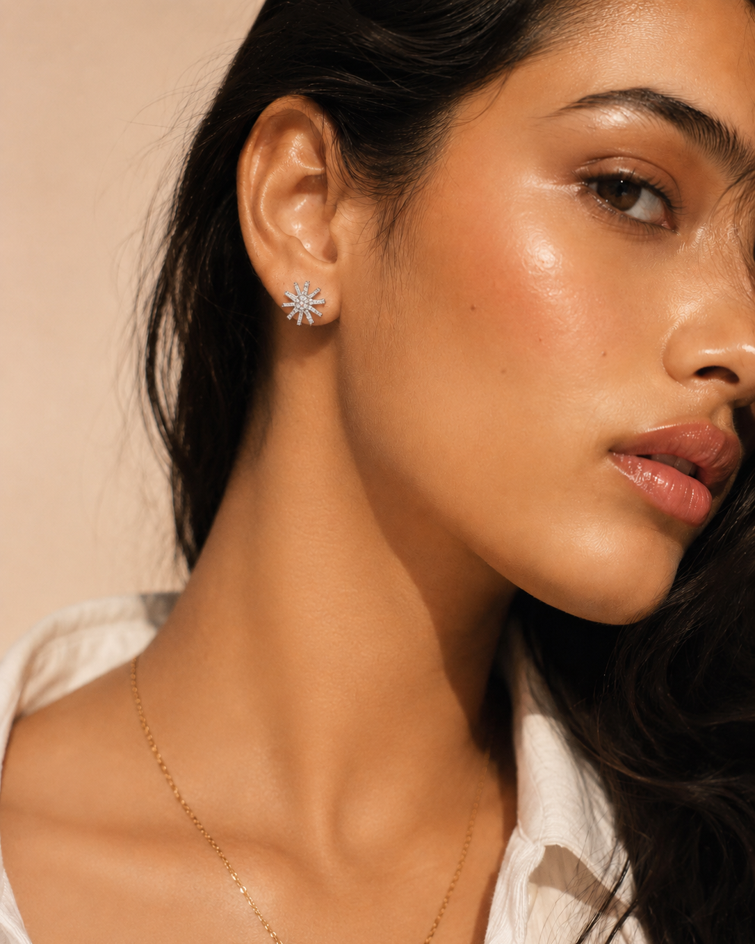 Solara Sunburst CZ Stud Earrings #color_silver