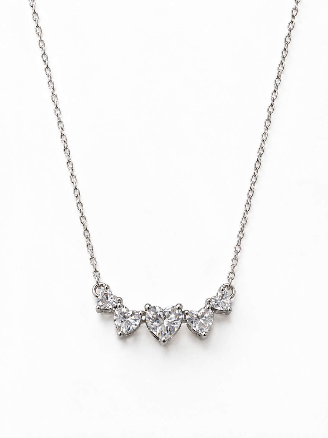Heart cluster necklace with sparkling heart-shaped accents