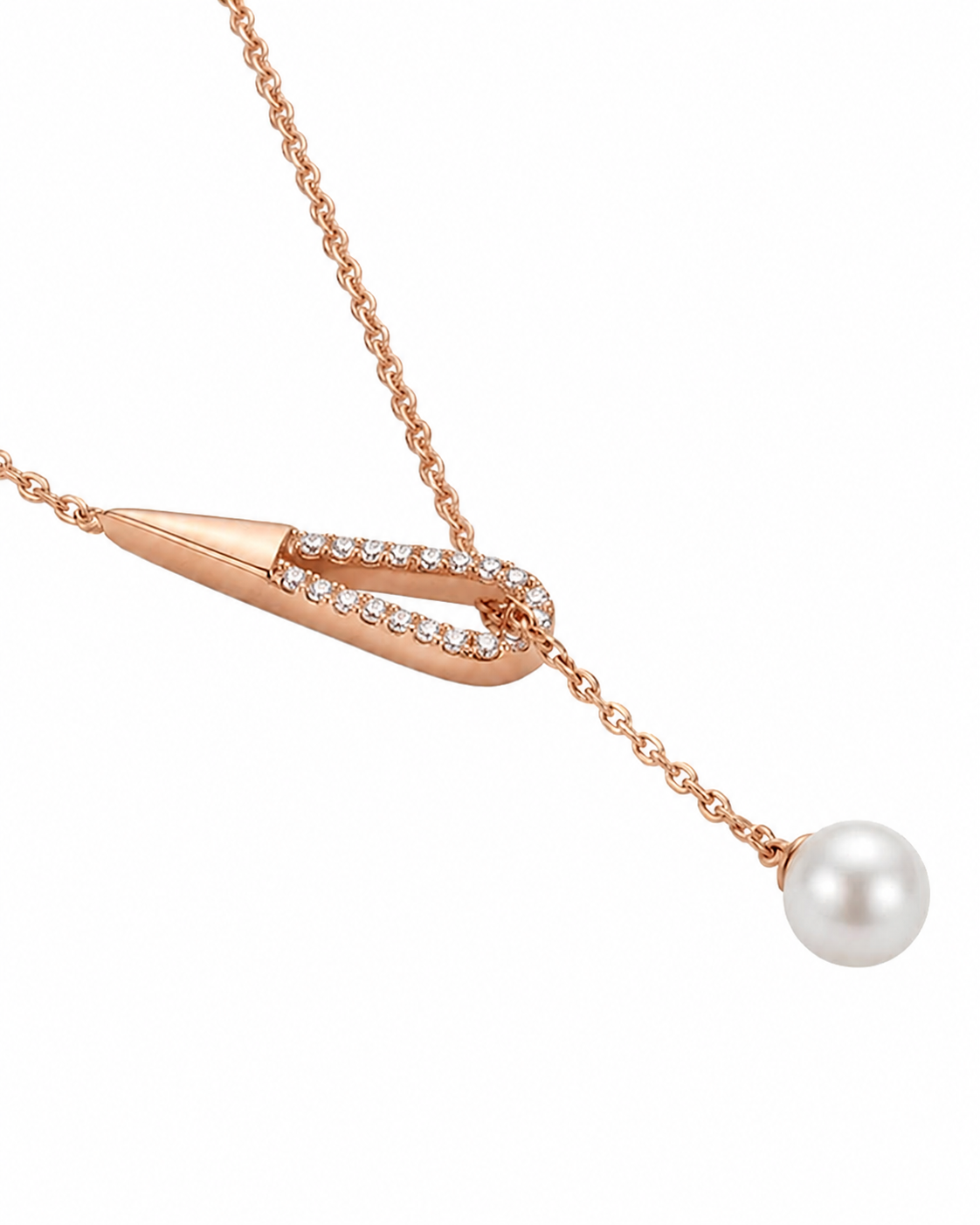 Teardrop Pearl Drop Necklace for Women #color_rose gold
