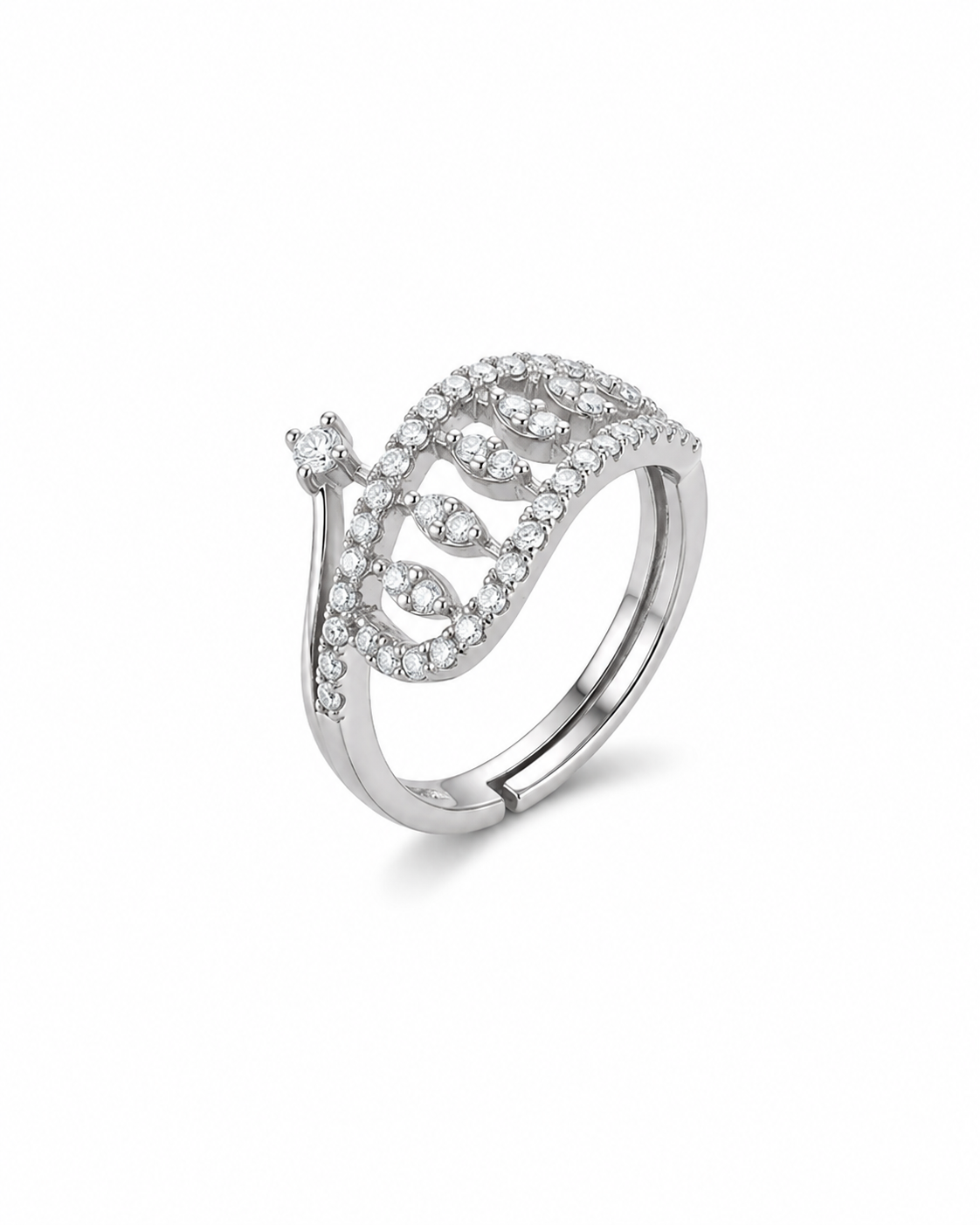 Diamante Arch Ring Crystal Tiara Band Ring for Women #color_silver