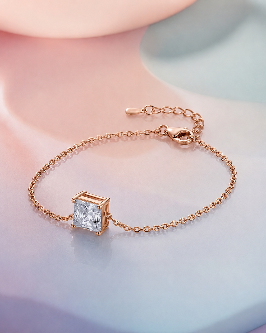 Square pendant bracelet#color_rose gold