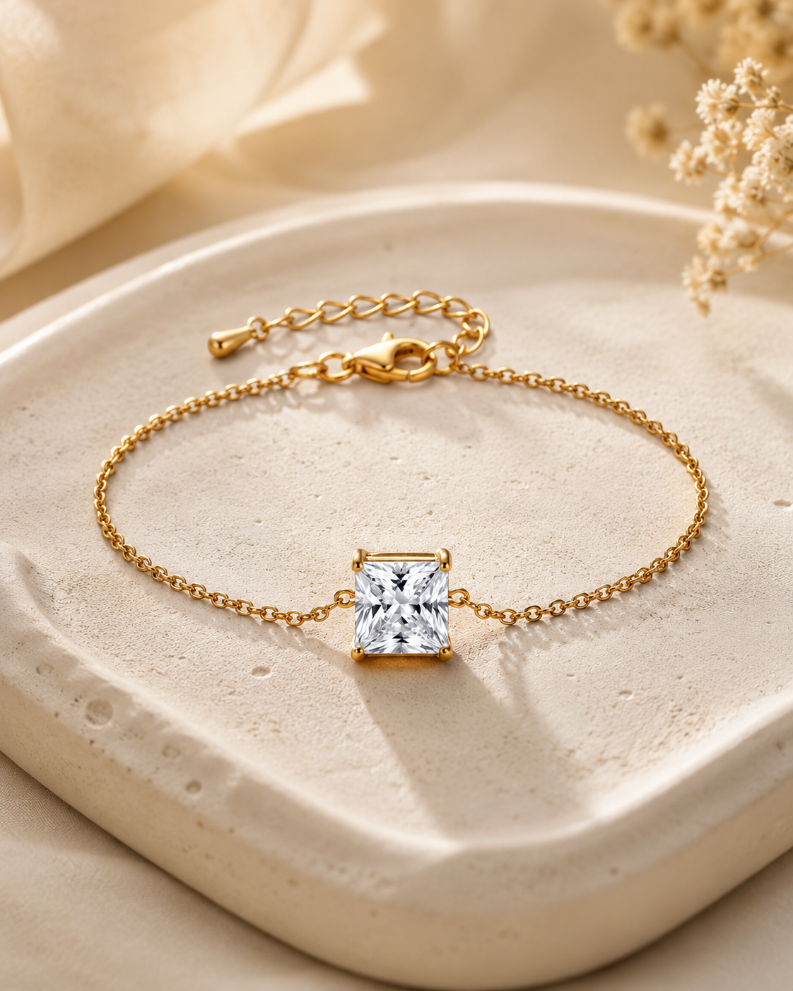 Square pendant bracelet#color_gold