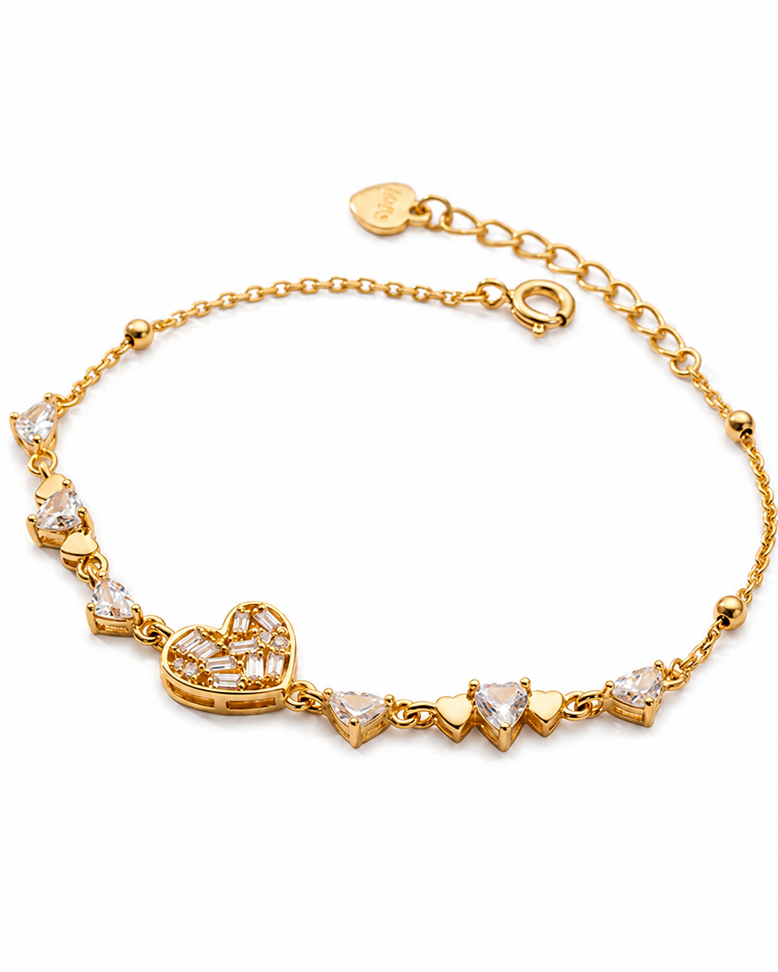 Heart station necklace#color_gold 