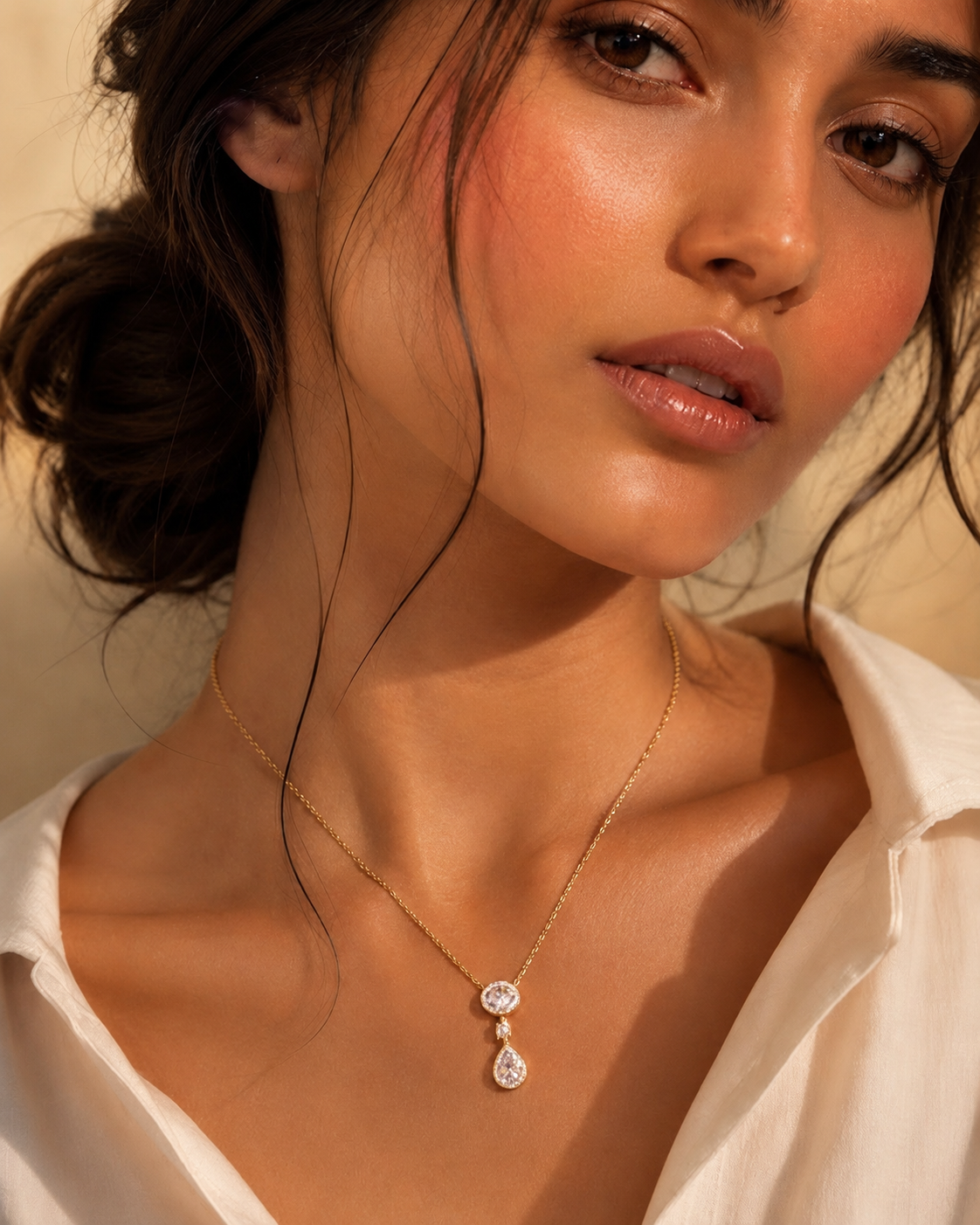 Stone Necklace#color_gold