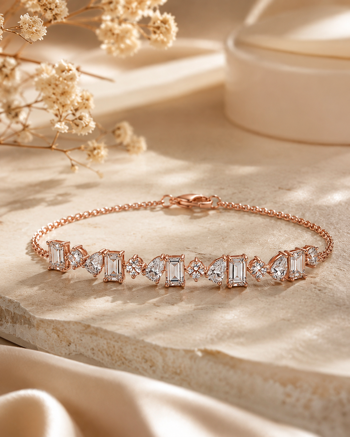 Baguette Chain Bracelet for Women #color_rose gold