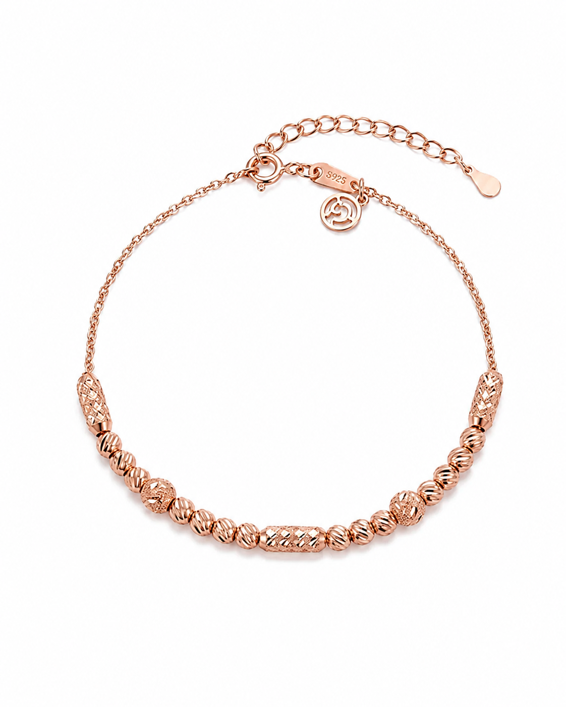 925 Sterling Silver Connecting Bracelet #color_rose gold