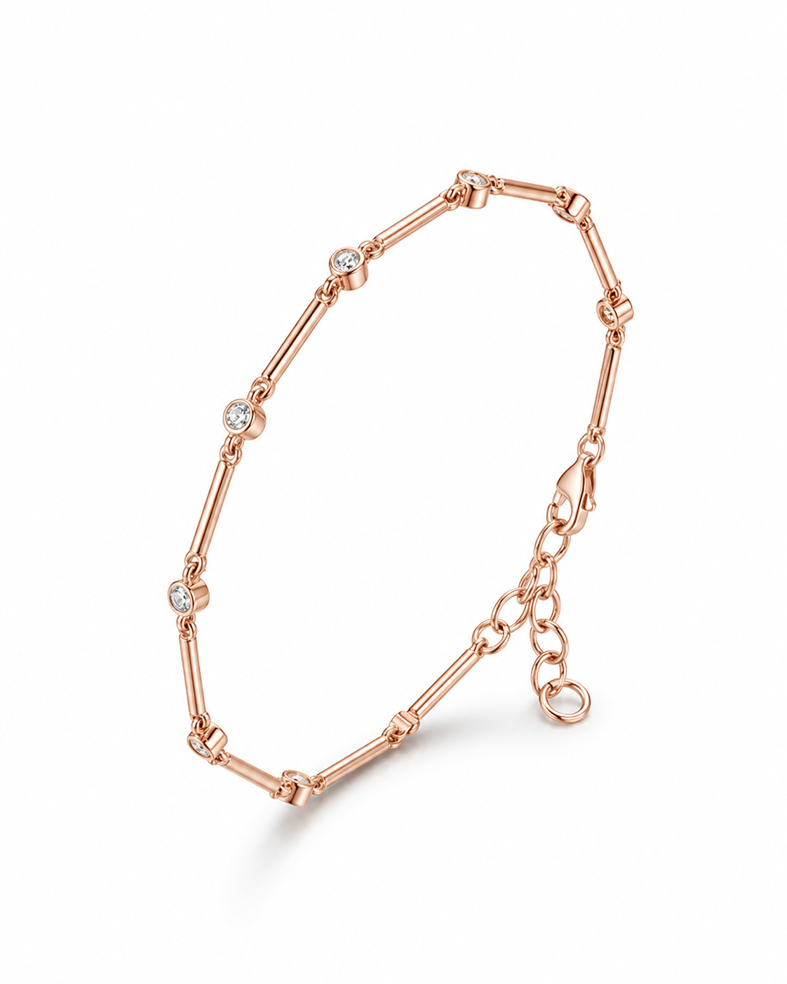 Elegant bar and station bracelet #color_rose gold