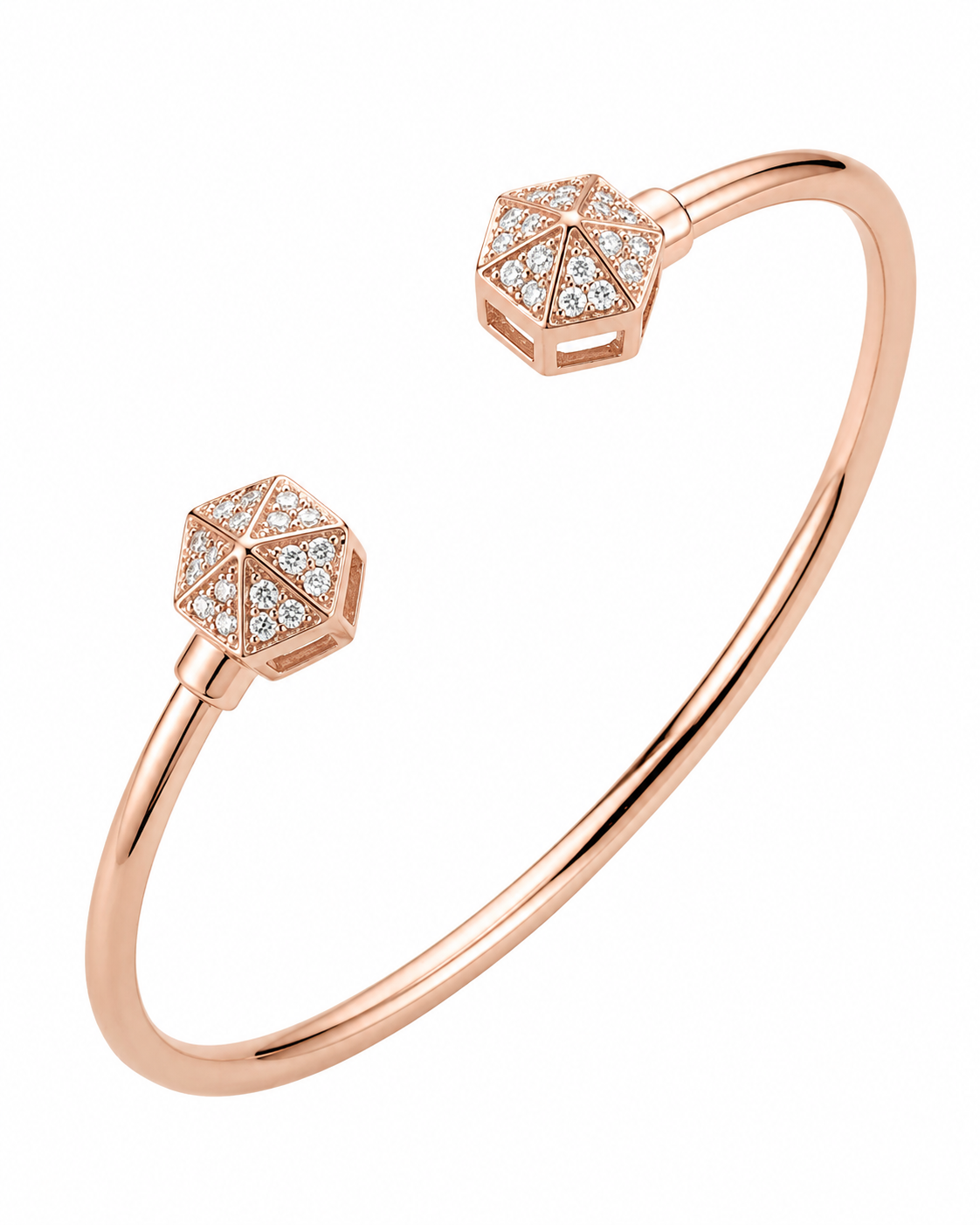 925 Sterling Silver Open Cuff Bracelet#color_rose gold