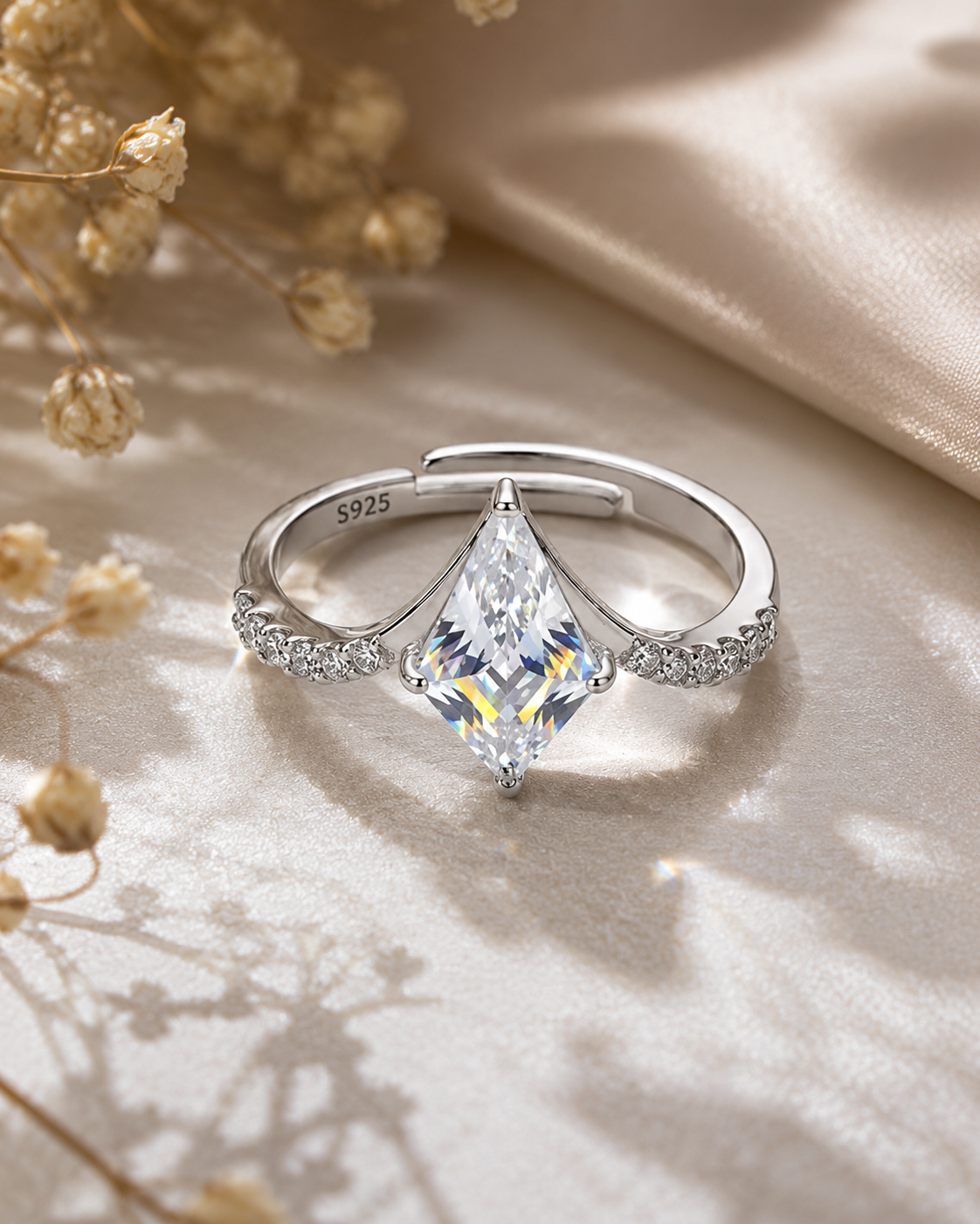  Solitaire ring for women#color_silver