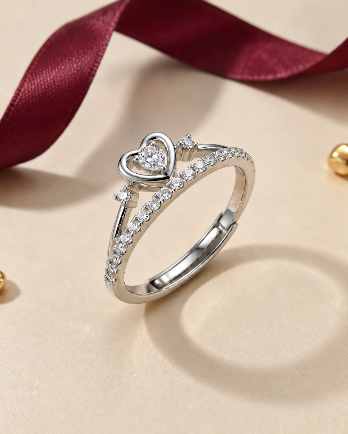 Heart Ring for Women #color_silver