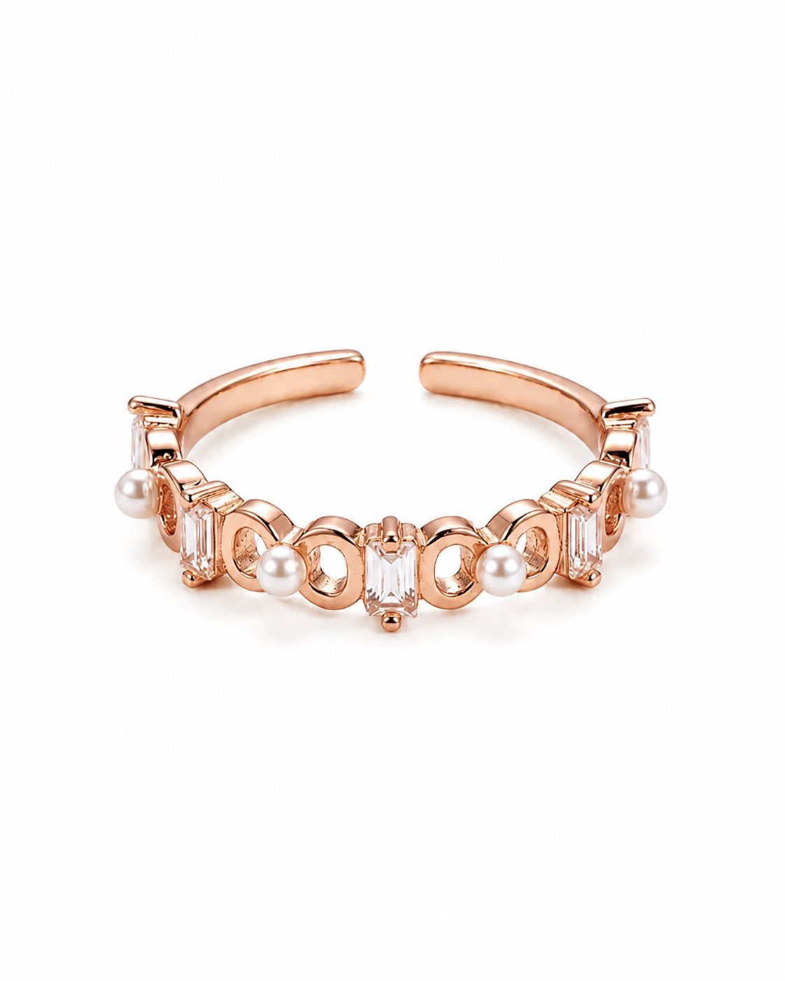 925 Silver Pearl Loop Ring #color_rose gold