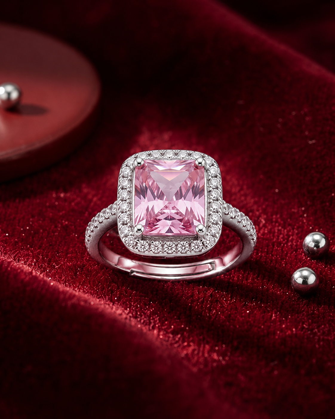 Pink gemstone ring#color_silver