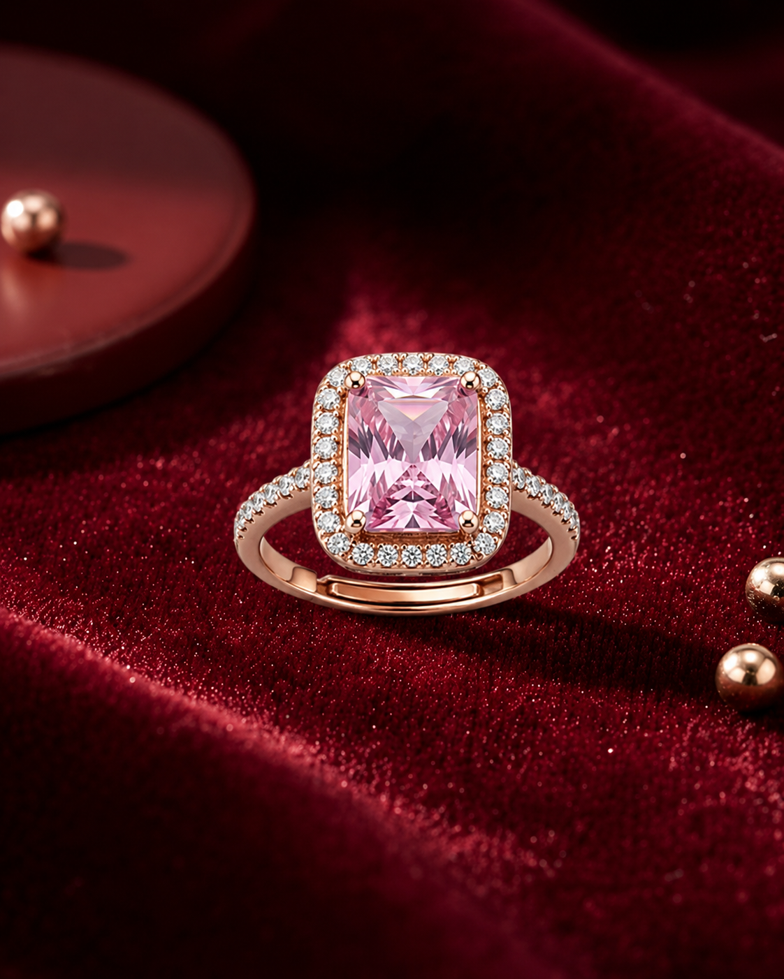 Pink gemstone ring #color_rose gold