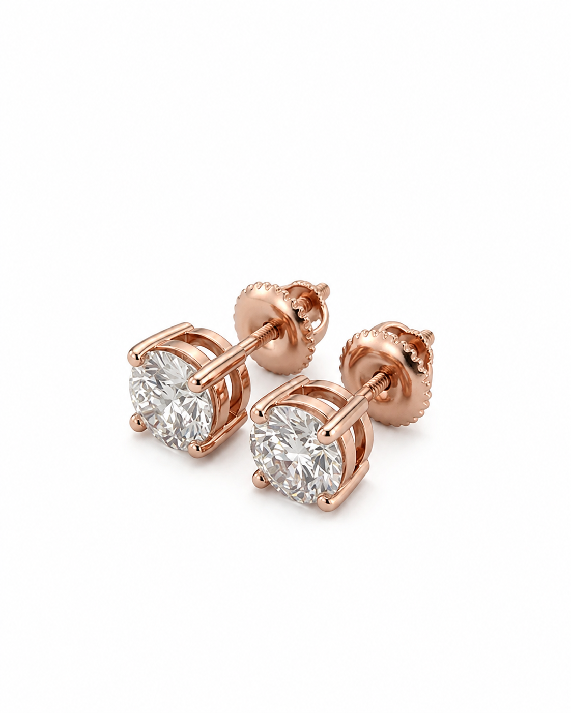 Simple sparkle round stud earrings in #color_rose gold