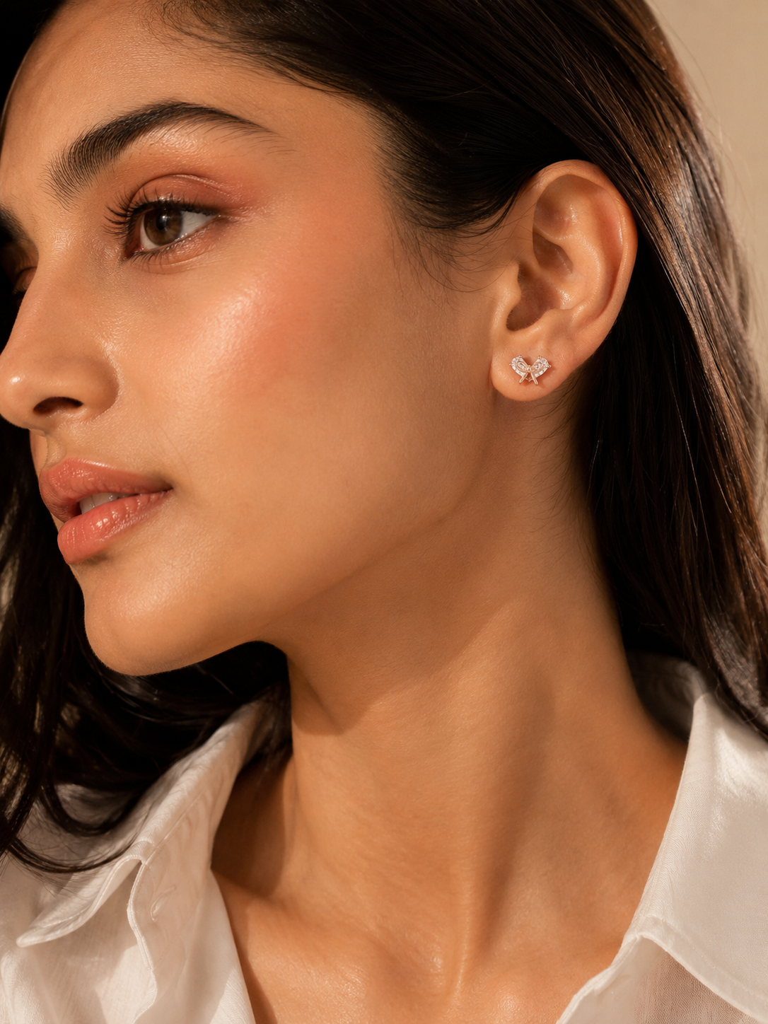 Adeline Bow Crystal Stud Earrings