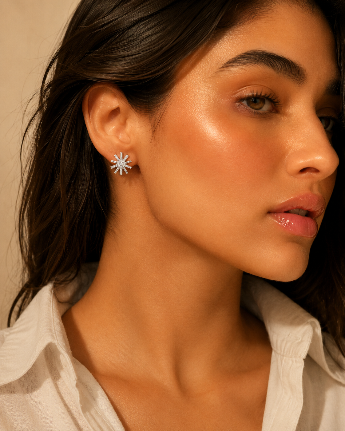 Solara Sunburst Stud Earrings #color_silver