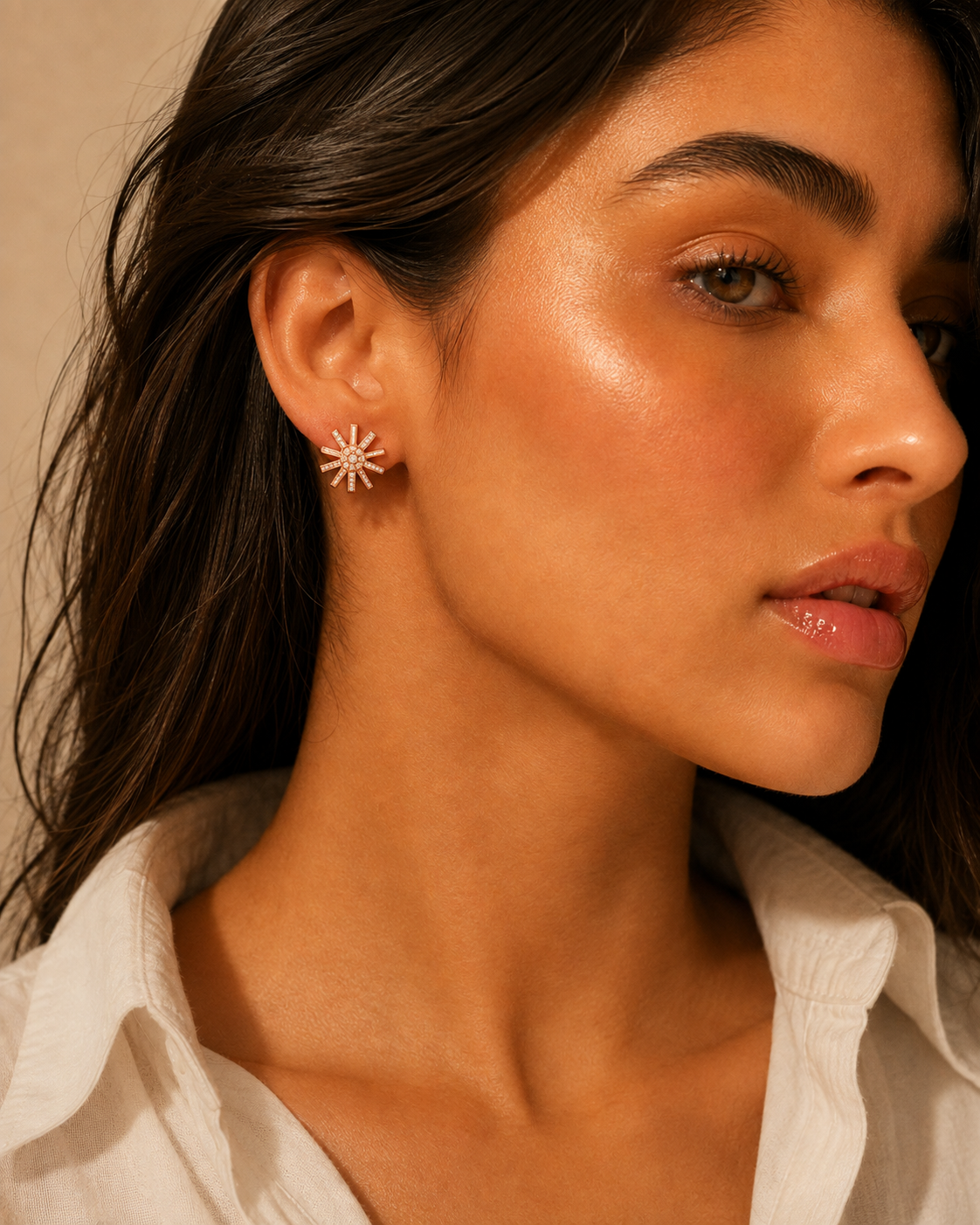 Solara Sunburst Stud Earrings #color_rose gold 