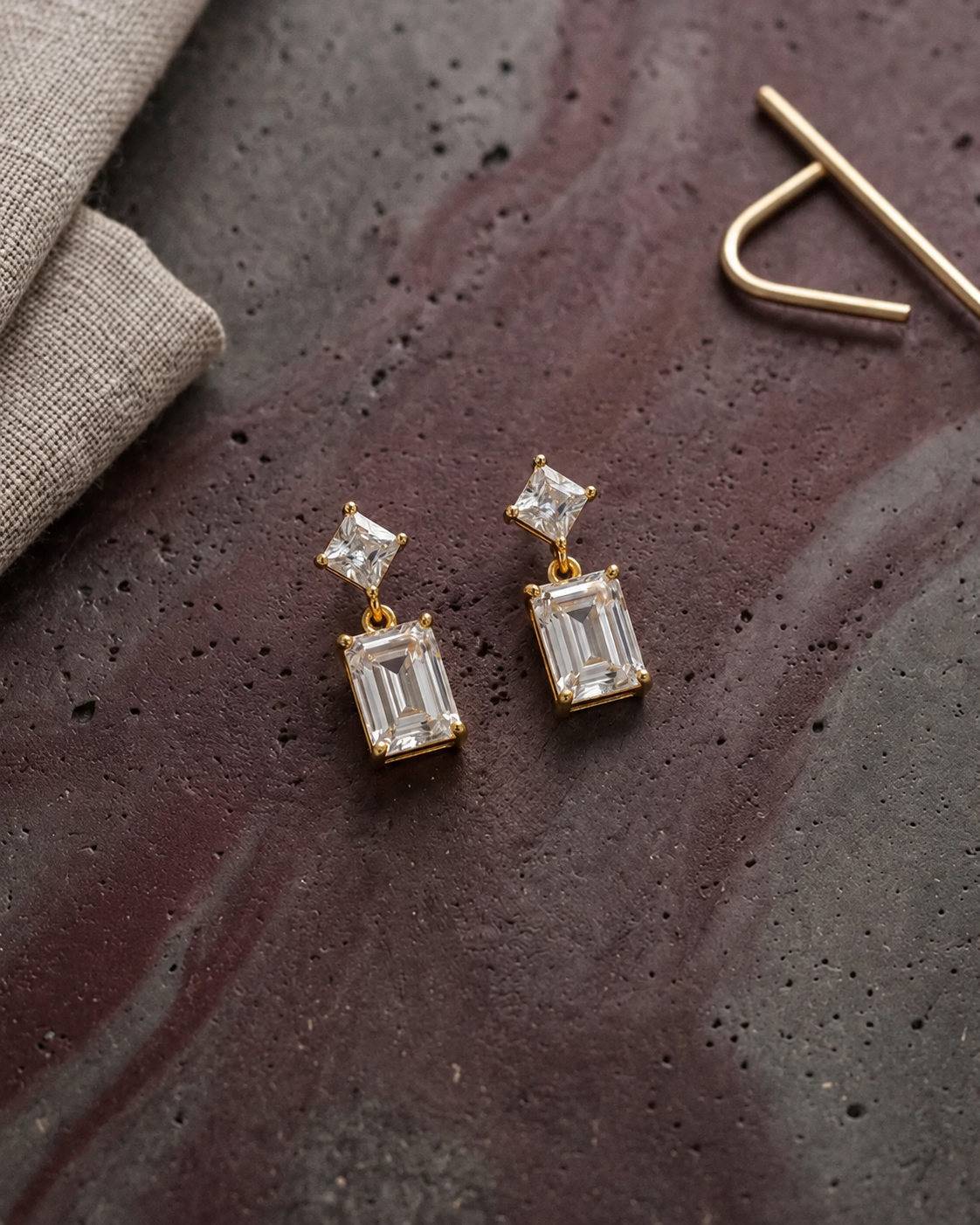 Elegant double drop earrings #color_gold