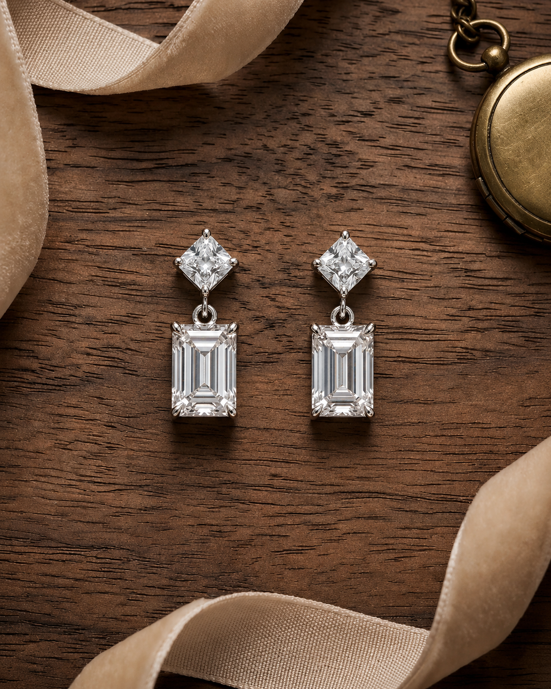 Elegant double drop earrings #color_silver