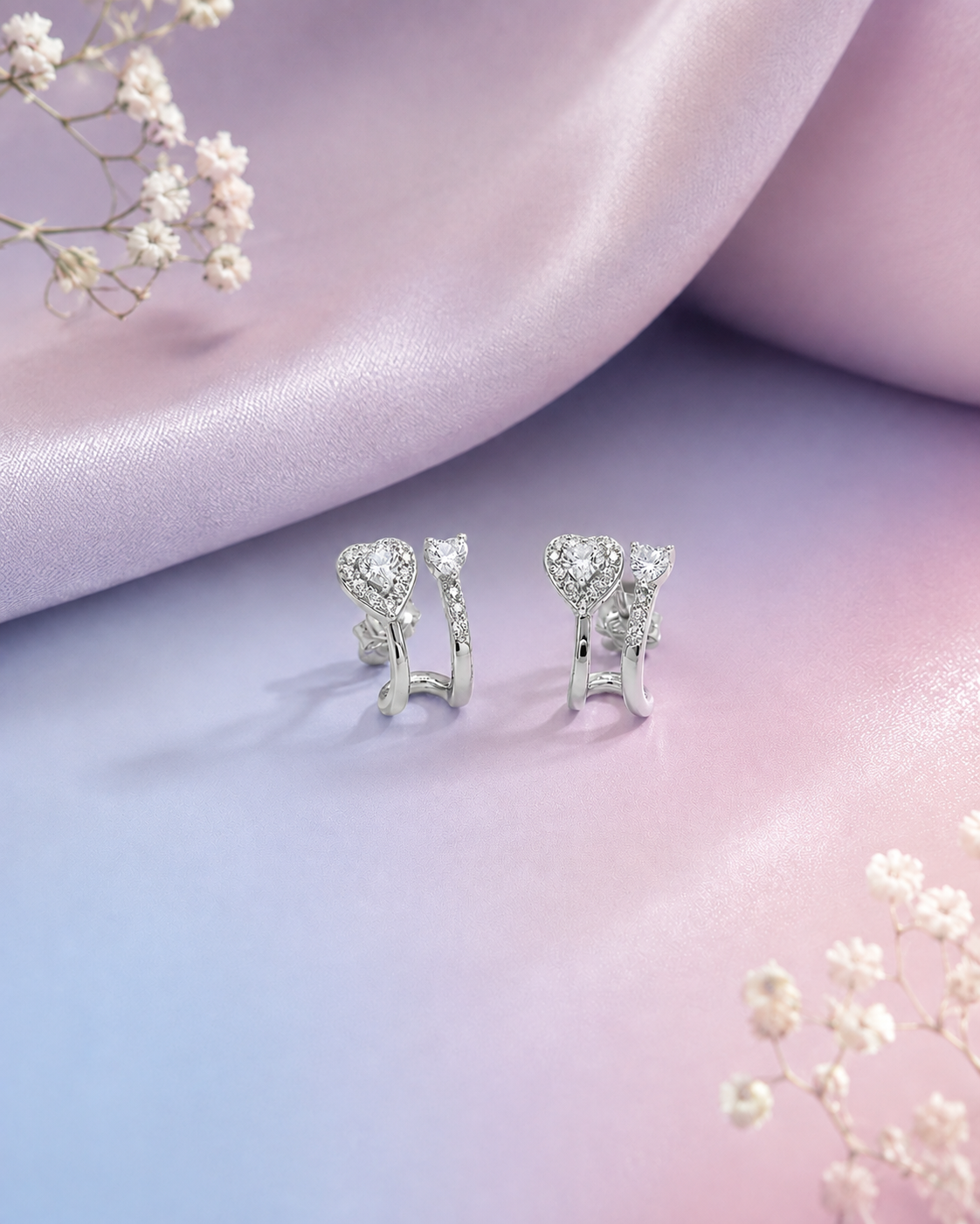 925 Sterling Silver Heart Hoop Earrings for Women