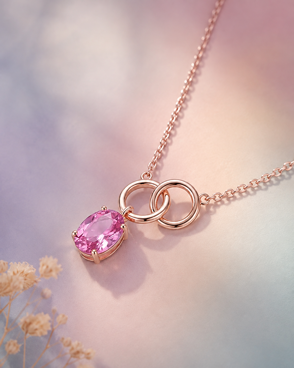 Blush Link Necklace | 925 Silver Pink Pendant Necklace