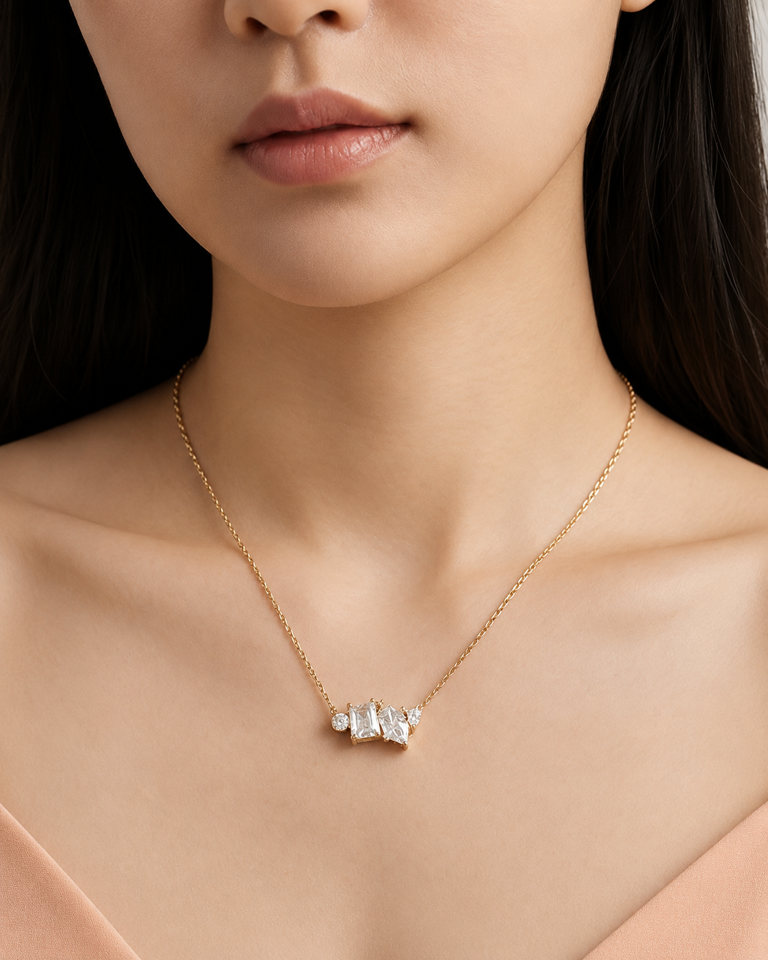 Cluster Necklace for Women #color_gold