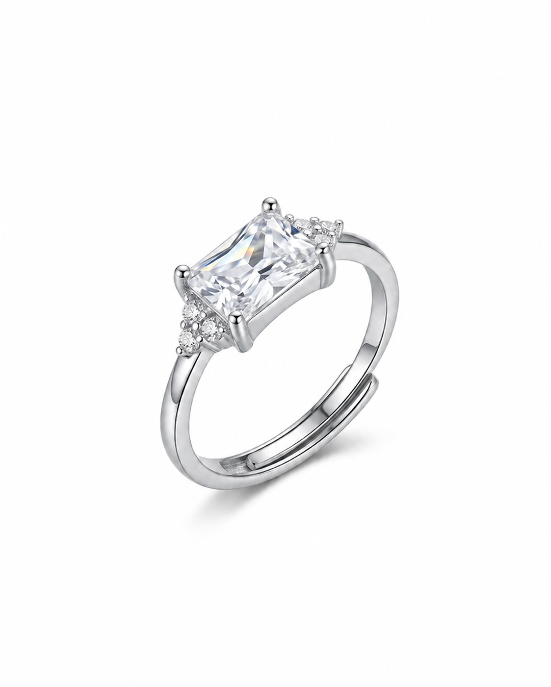 925 Silver Princess Cut Solitaire Ring #color_silver