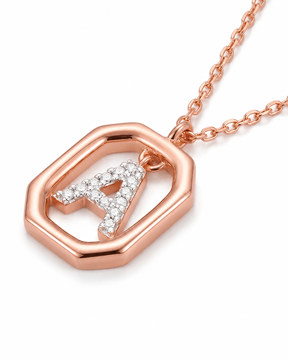 Letter Pendant Necklace for Women #color_rose gold
