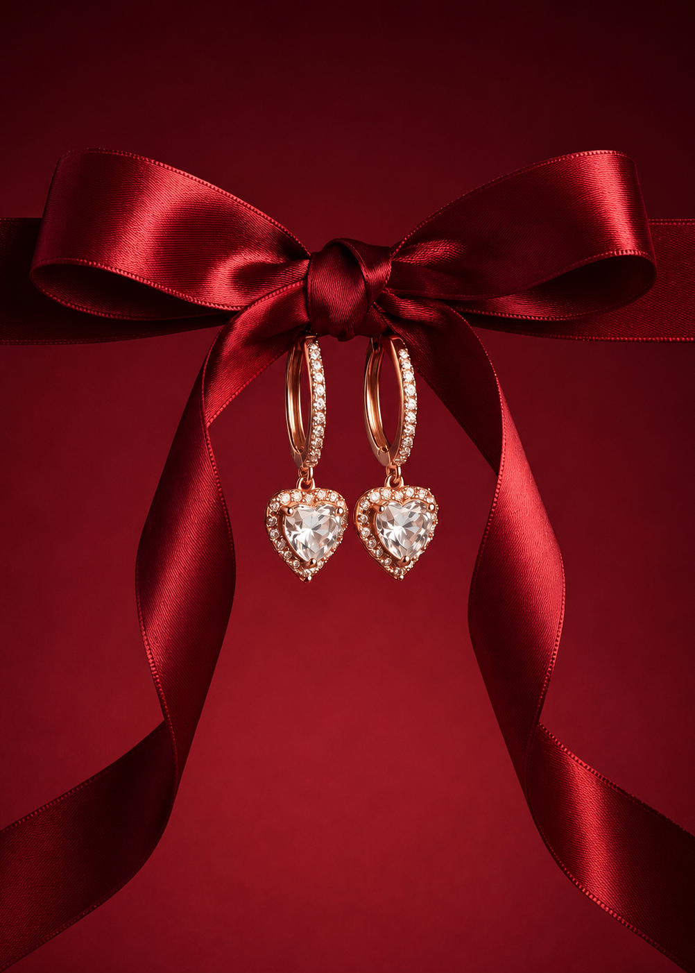 Heart Drop Earrings for Women #color_rose gold