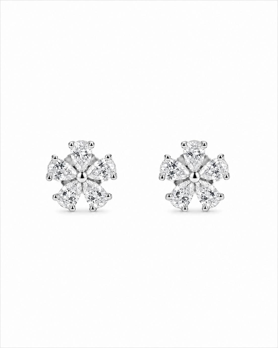 Floral Stud Earrings in 925 Sterling Silver #color_silver
