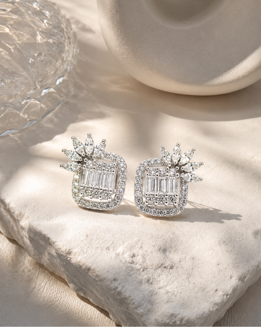 Floral Halo Stud Earrings #color_silver