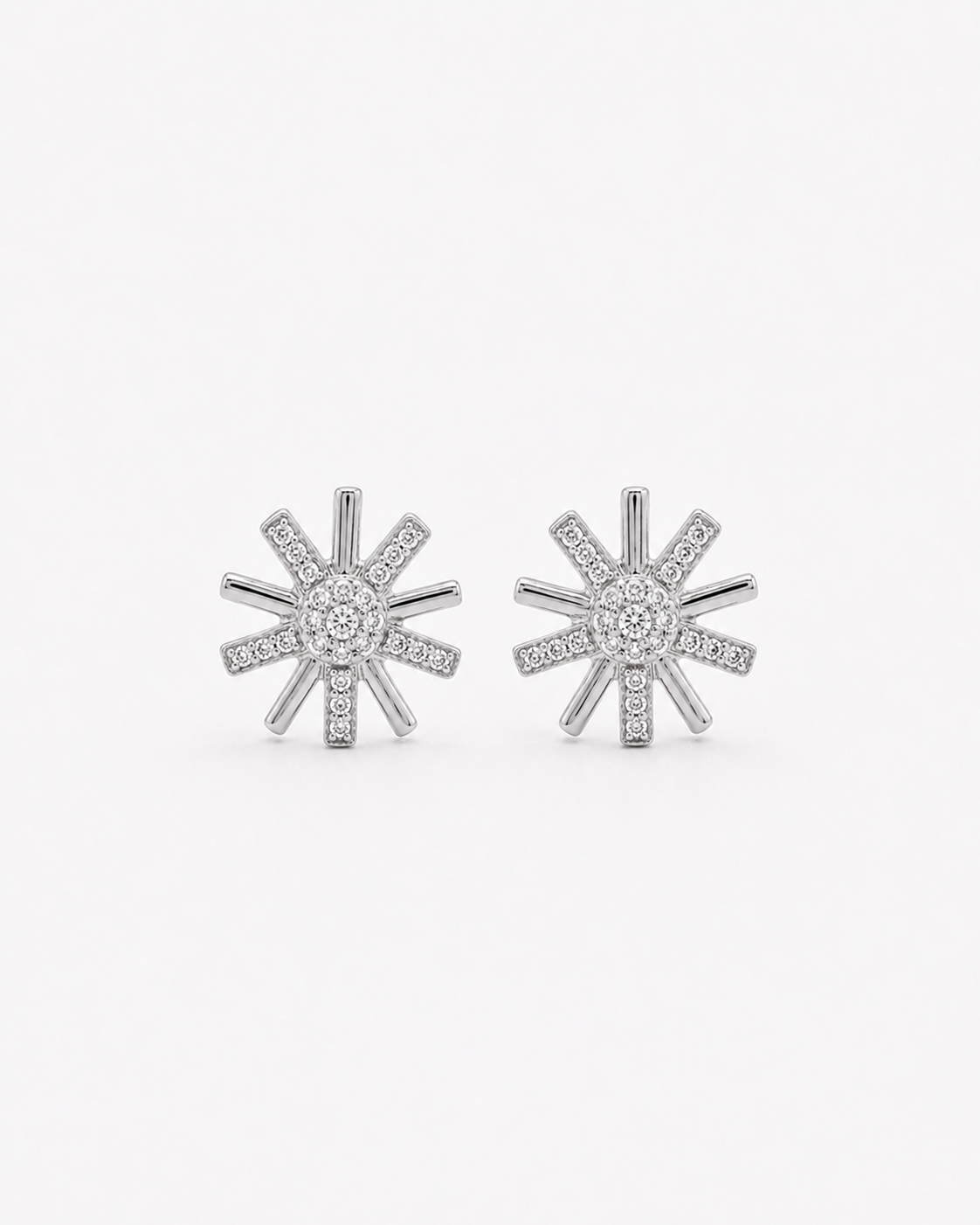Solara Sunburst Stud Earrings #color_silver