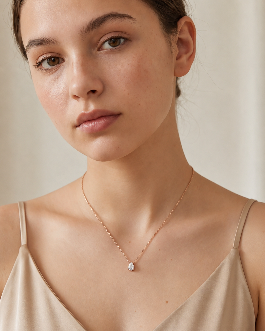 Pear Solitaire Necklace for Women #color_rose gold