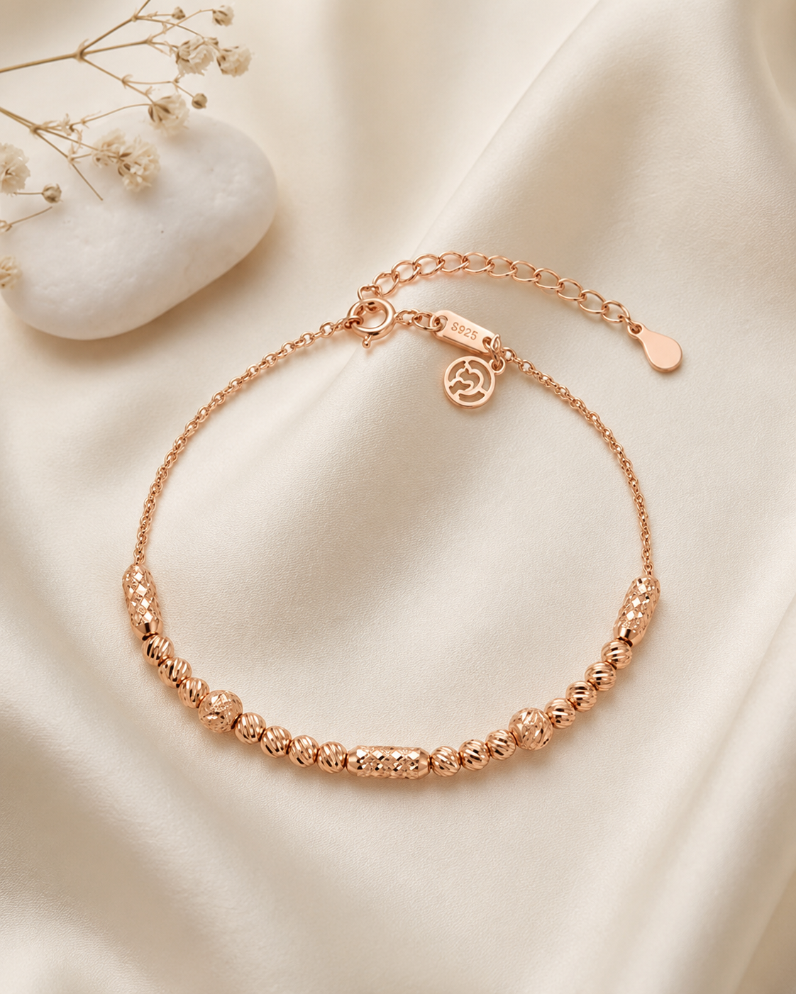 Rose Gold Beaded Bracelet #color_rose gold