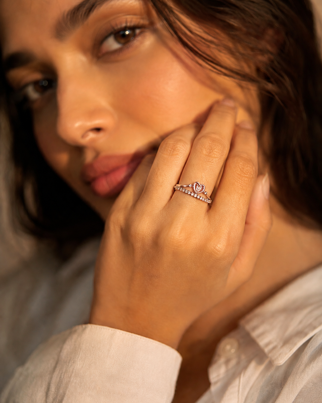 Tender Crown Ring – Heart CZ Ring
