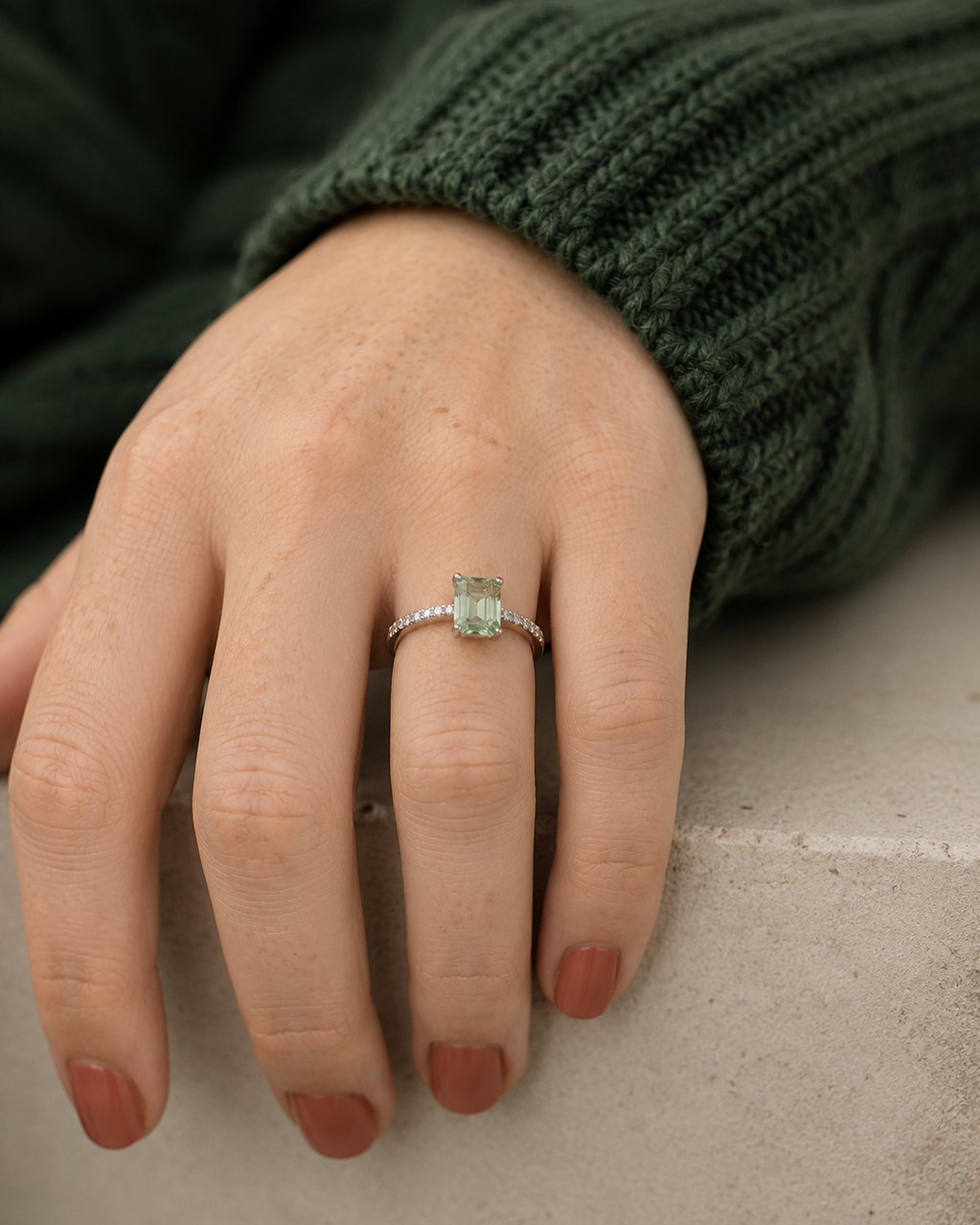 Sage Sol Ring | Green 925 Silver Ring