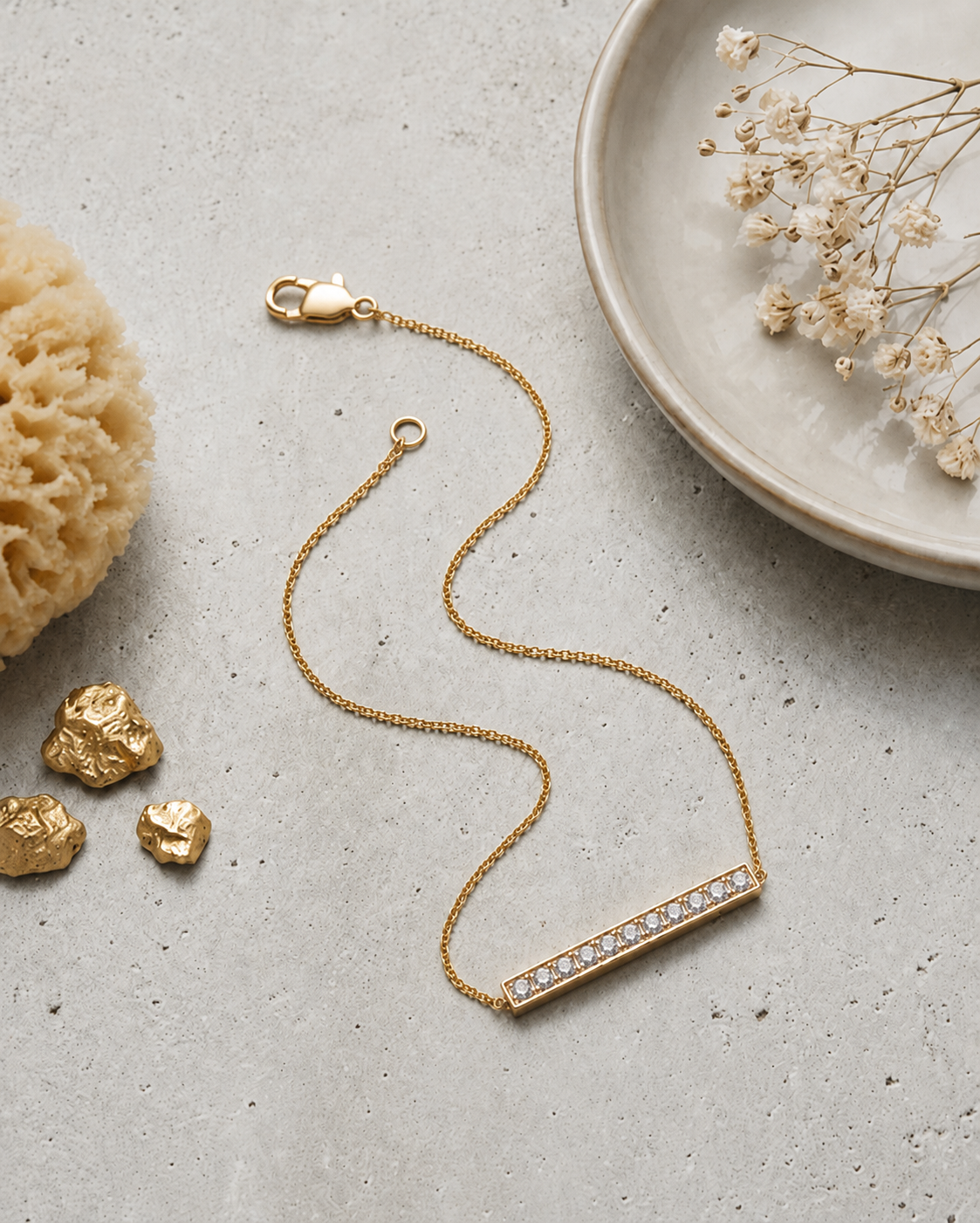 Lumière Bar Bracelet – CZ Bar Minimal Chain Bracelet