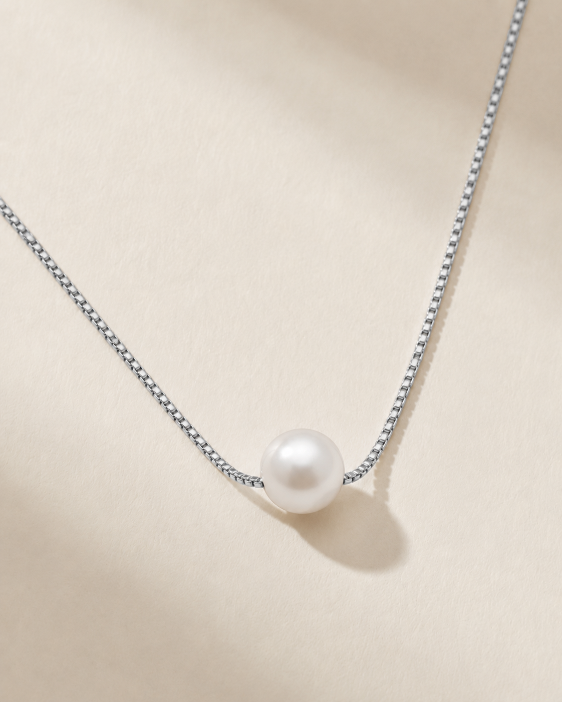 Sol Pearl Necklace – Single Pearl Silver Chain Necklace