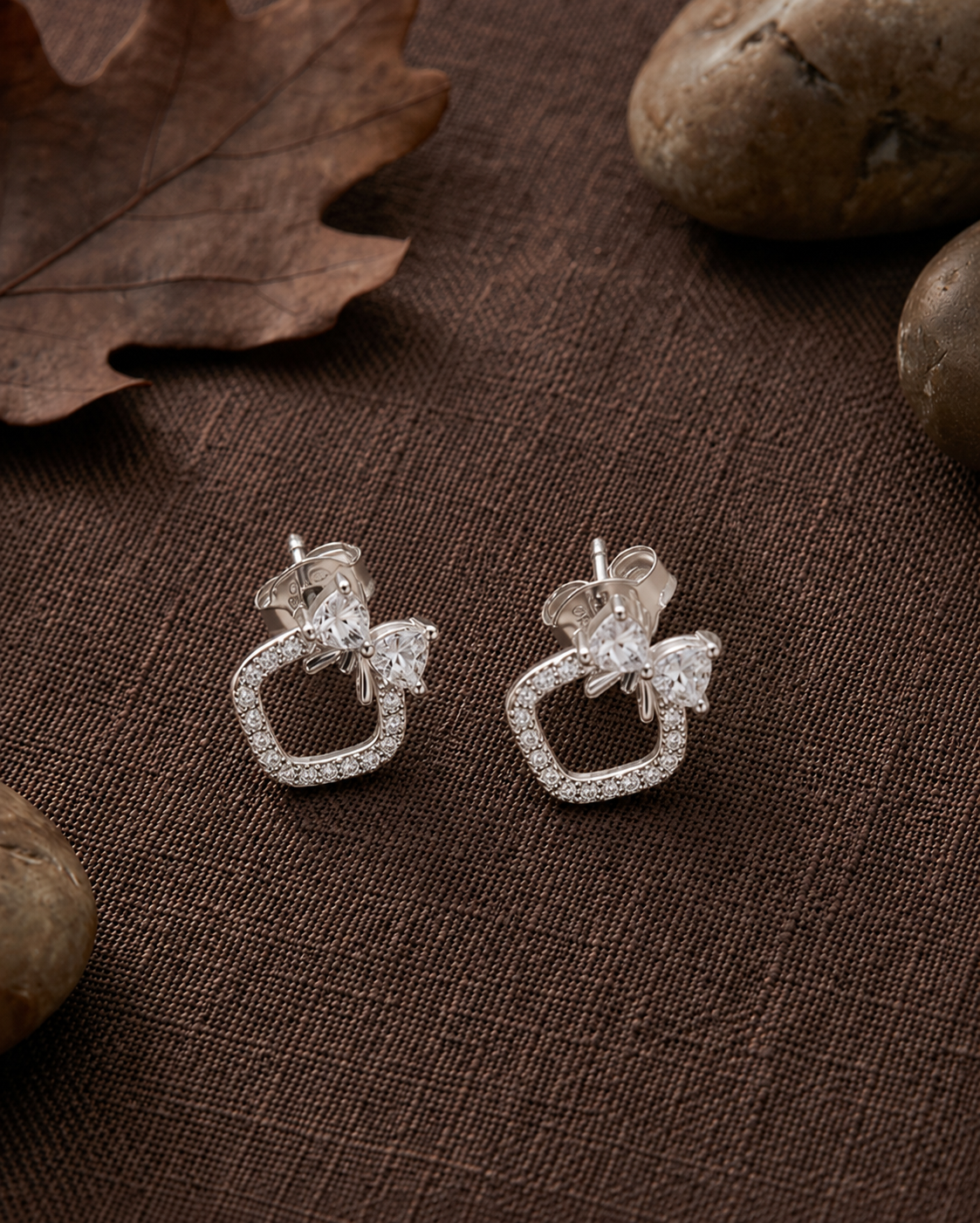 Sweet Bow Heart Stud Earrings – Stylish Cute Studs