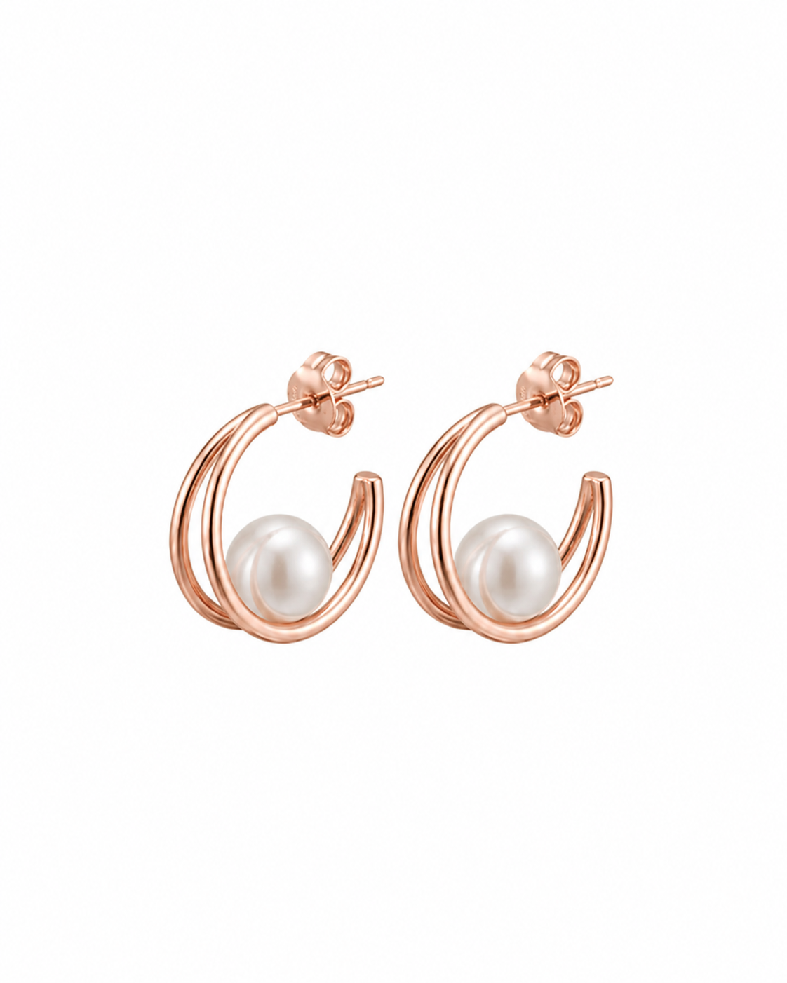 Moon & Pearl Earrings – Minimal Hoop Pearl Drop Earrings