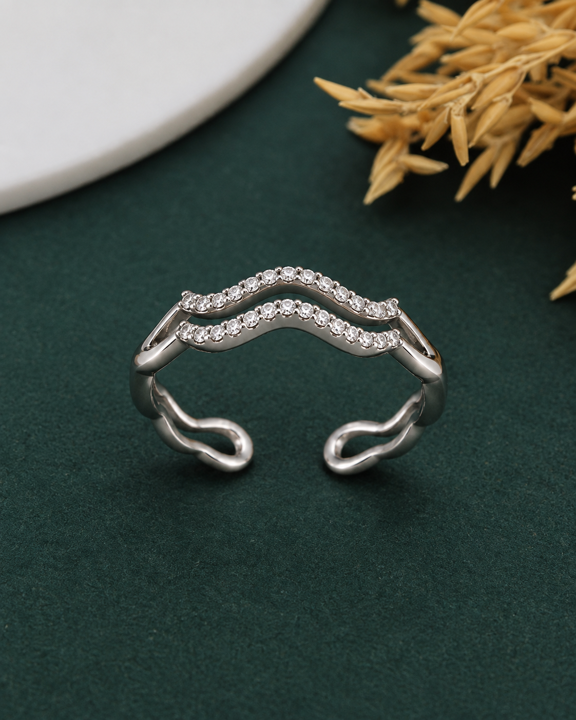 Wave Cuff Ring in 925 Silver | Cilvira