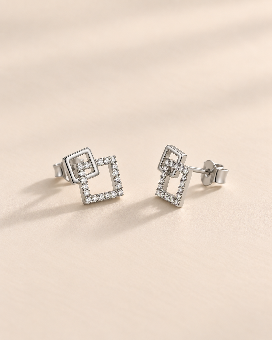 Faye Square Studs | Sparkling Square Stud Earrings